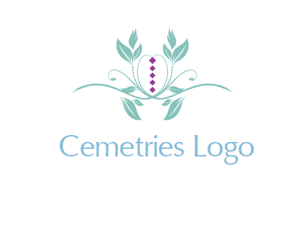 leaves and vines with puple gems logo