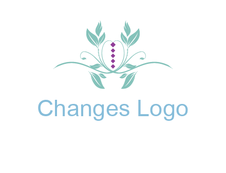 leaves and vines with puple gems logo