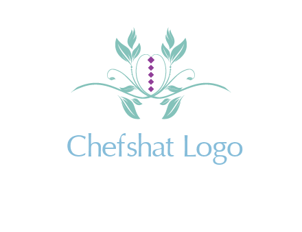 leaves and vines with puple gems logo