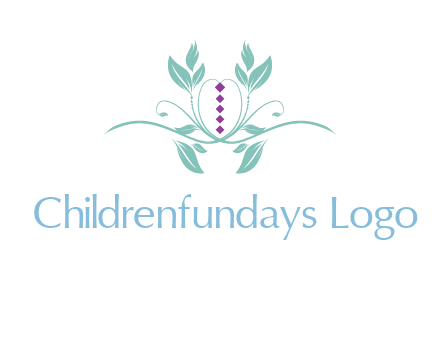leaves and vines with puple gems logo