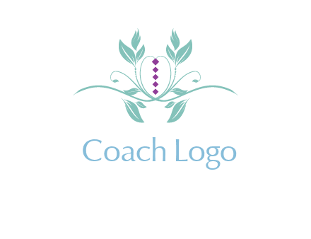 leaves and vines with puple gems logo