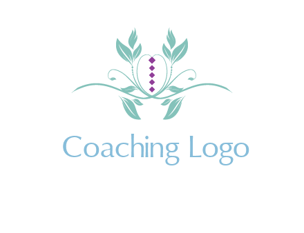 leaves and vines with puple gems logo