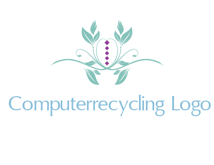 leaves and vines with puple gems logo