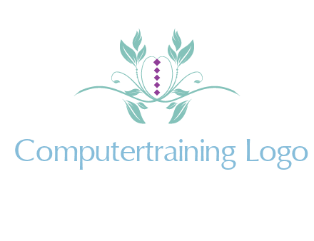 leaves and vines with puple gems logo