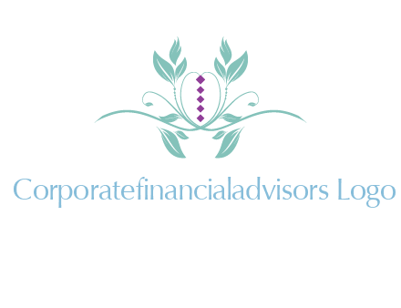 leaves and vines with puple gems logo