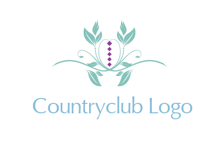 leaves and vines with puple gems logo