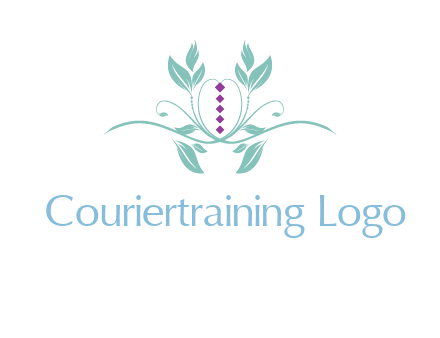 leaves and vines with puple gems logo