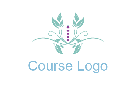 leaves and vines with puple gems logo