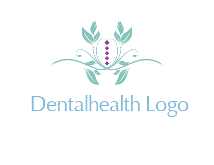 leaves and vines with puple gems logo