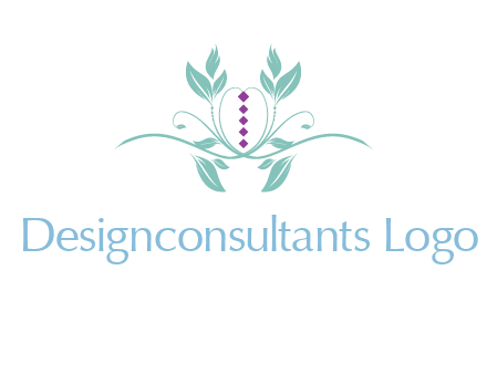 leaves and vines with puple gems logo