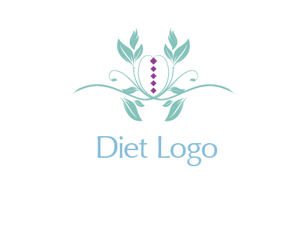 leaves and vines with puple gems logo
