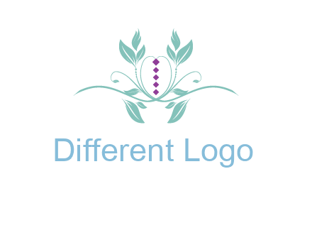 leaves and vines with puple gems logo