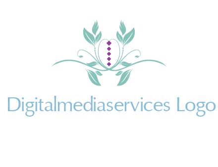 leaves and vines with puple gems logo