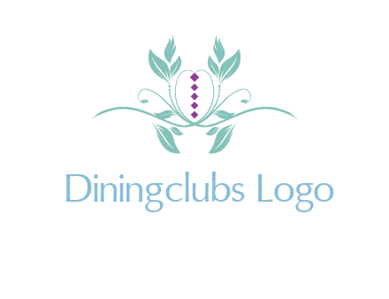leaves and vines with puple gems logo