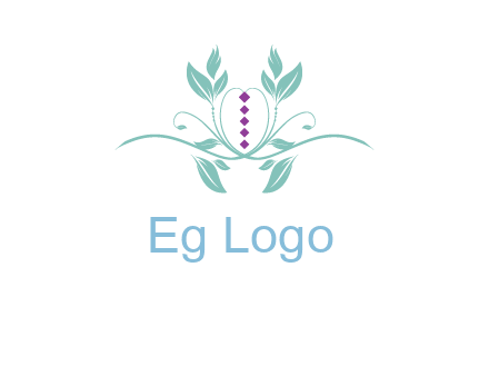 leaves and vines with puple gems logo