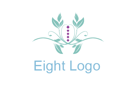 leaves and vines with puple gems logo