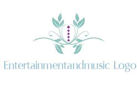 leaves and vines with puple gems logo