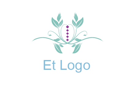 leaves and vines with puple gems logo