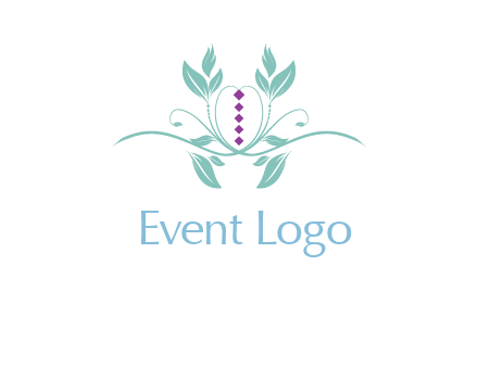 leaves and vines with puple gems logo