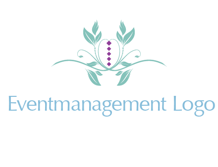leaves and vines with puple gems logo