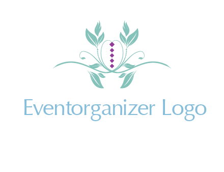 leaves and vines with puple gems logo