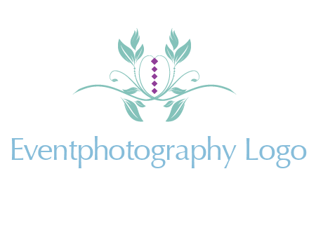 leaves and vines with puple gems logo