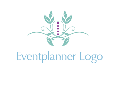 leaves and vines with puple gems logo