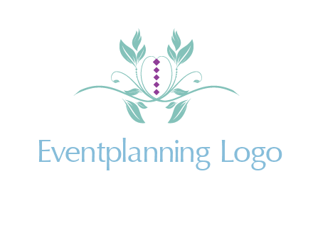 leaves and vines with puple gems logo