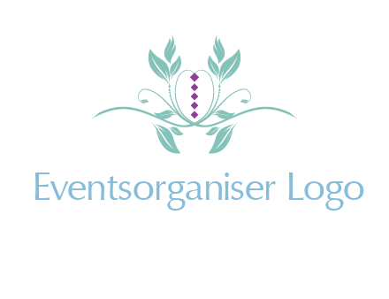 leaves and vines with puple gems logo