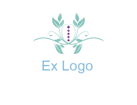 leaves and vines with puple gems logo