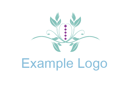 leaves and vines with puple gems logo