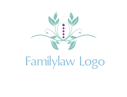 leaves and vines with puple gems logo