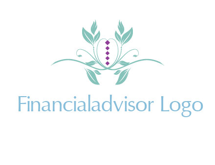 leaves and vines with puple gems logo