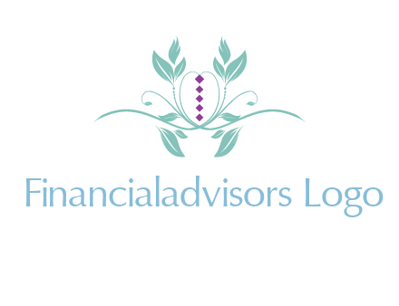 leaves and vines with puple gems logo