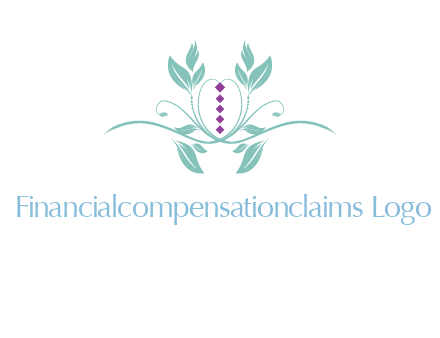 leaves and vines with puple gems logo