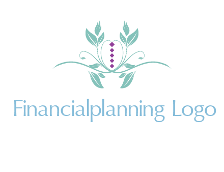 leaves and vines with puple gems logo
