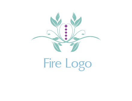 leaves and vines with puple gems logo