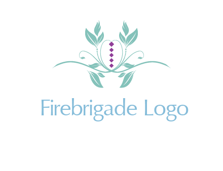 leaves and vines with puple gems logo