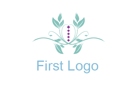 leaves and vines with puple gems logo