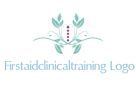 leaves and vines with puple gems logo