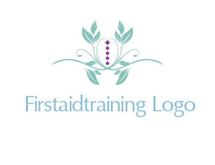 leaves and vines with puple gems logo
