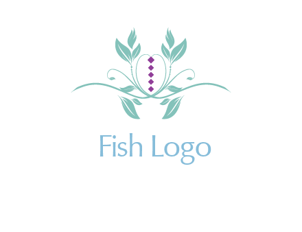 leaves and vines with puple gems logo