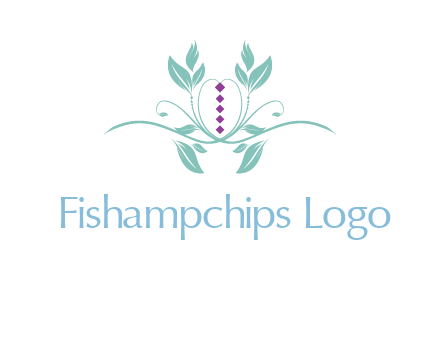 leaves and vines with puple gems logo