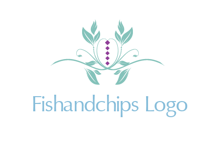 leaves and vines with puple gems logo