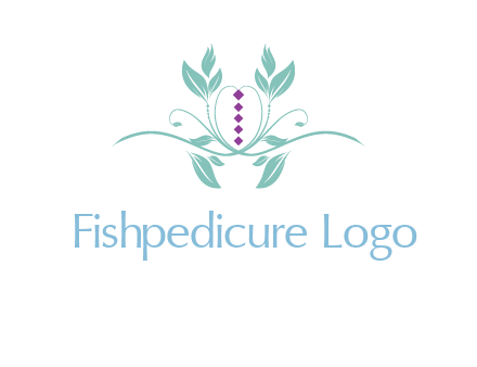 leaves and vines with puple gems logo