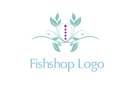 leaves and vines with puple gems logo