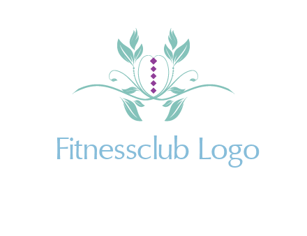 leaves and vines with puple gems logo