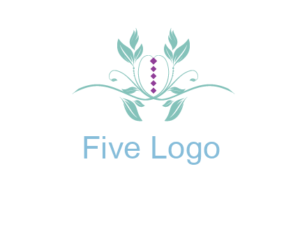 leaves and vines with puple gems logo