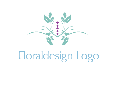 leaves and vines with puple gems logo