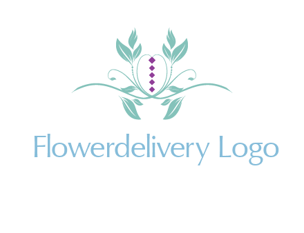 leaves and vines with puple gems logo